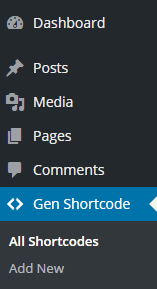 generate shortcode menu
