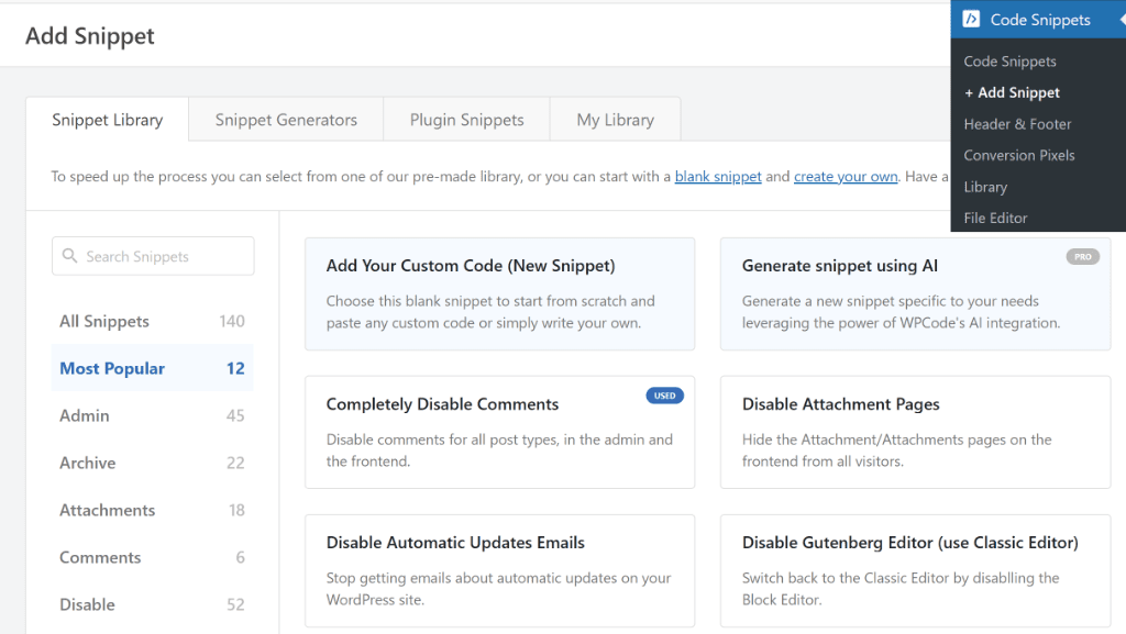 Add new code snippet