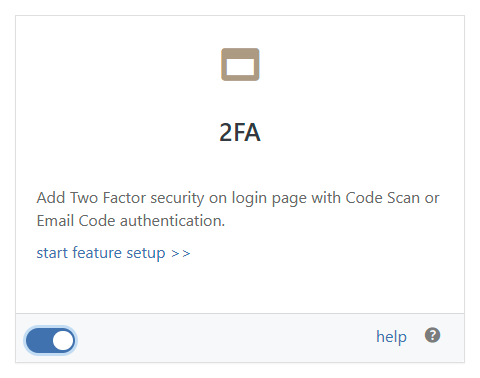 WP Ghost 2FA feature toggle in Overview Features panel