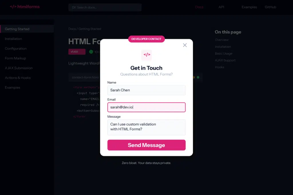 HTML Forms Popups