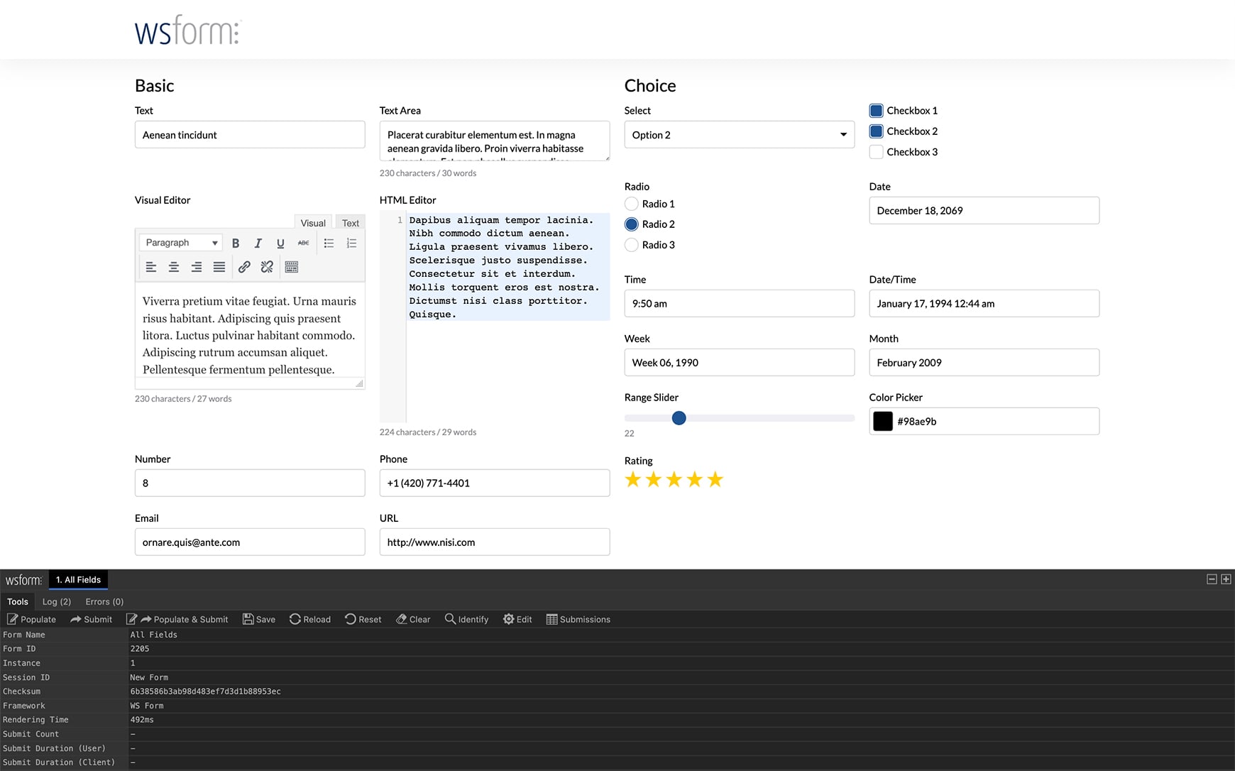 WS Form PRO - Debug Console - Populate