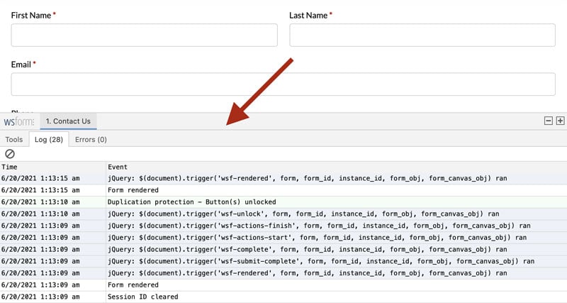 WS Form PRO - Debug Console