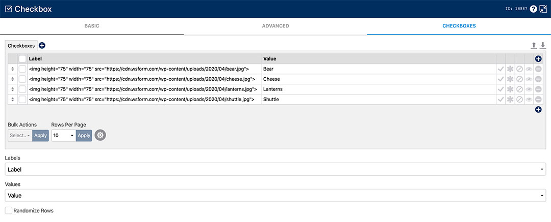 Data Grid Configuration For Image Checkboxes