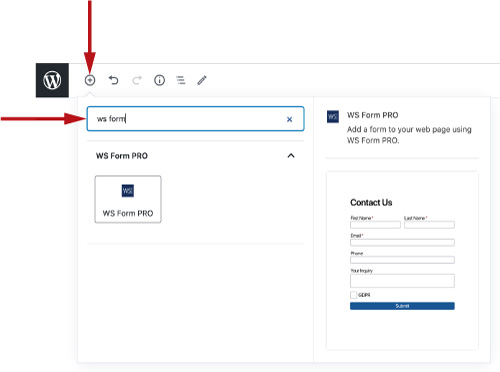 WS Form - Gutenberg Block - Add