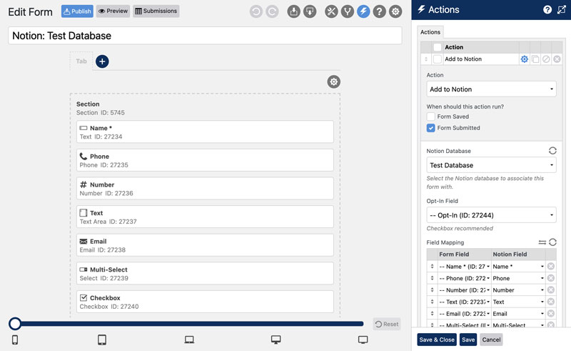 WS Form PRO - Notion - Example