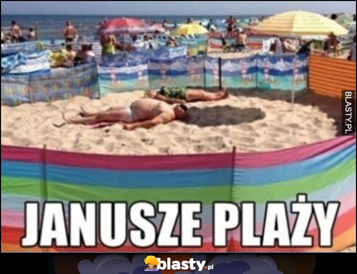 Janusze plaży ogrodzili sobie zagrodę parawanami Janusze plaży ogrodzili sobie zagrodę parawanami