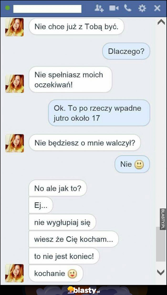 Laska rzuca chłopaka na messengerze, on nie będzie o nią walczył Laska rzuca chłopaka na messengerze, on nie będzie o nią walczył
