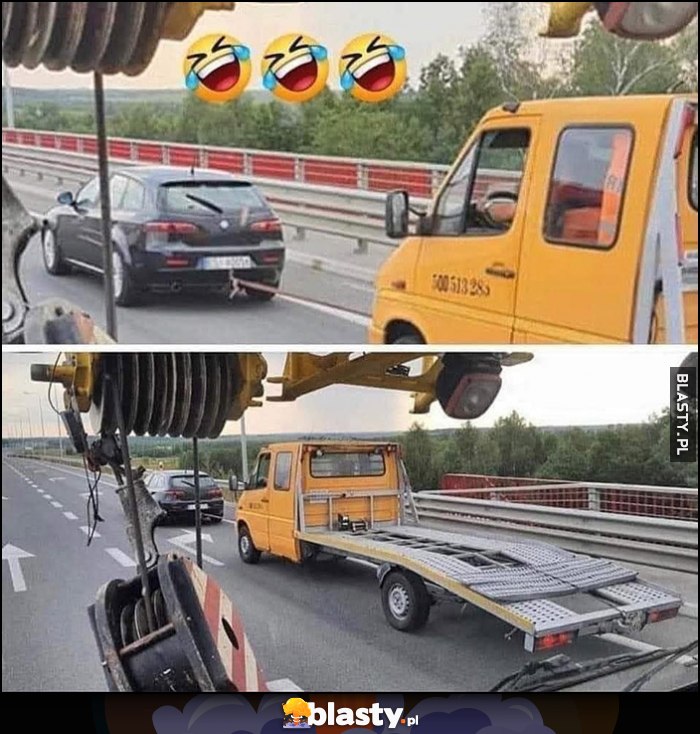 Alfa Romeo ciągnie lawetę hol holowanie auto samochód Alfa Romeo ciągnie lawetę hol holowanie auto samochód