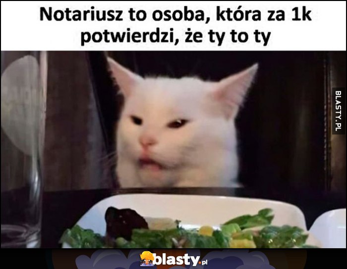 Notariusz to osoba która za 1000 złotych potwierdzi, że ty to ty Notariusz to osoba która za 1000 złotych potwierdzi, że ty to ty