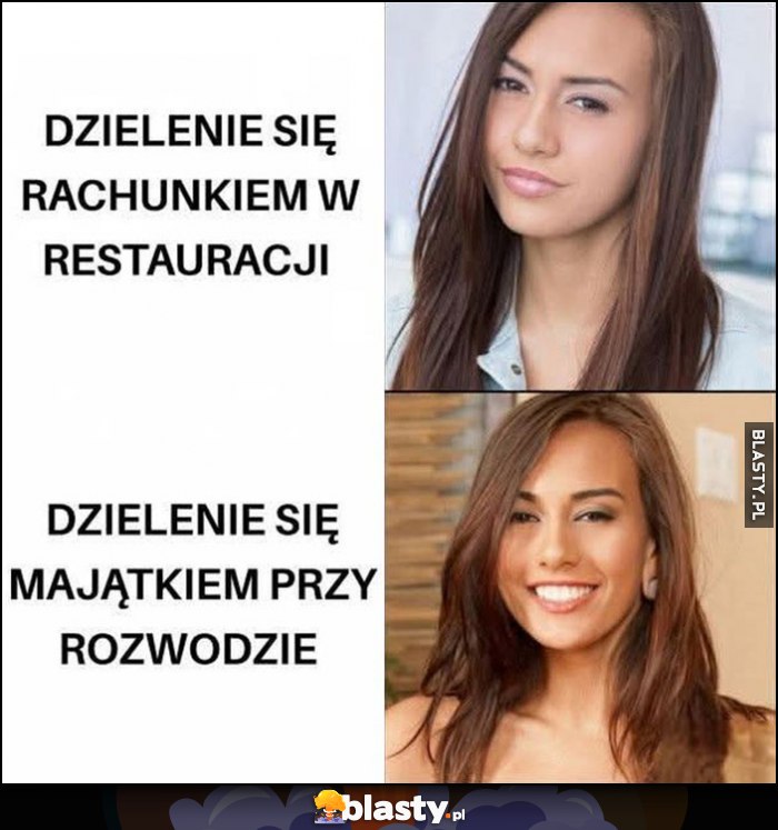 Dzielenie się rachunkiem w restauracji vs majątkiem przy rozwodzie laska dziewczyna Dzielenie się rachunkiem w restauracji vs majątkiem przy rozwodzie laska dziewczyna