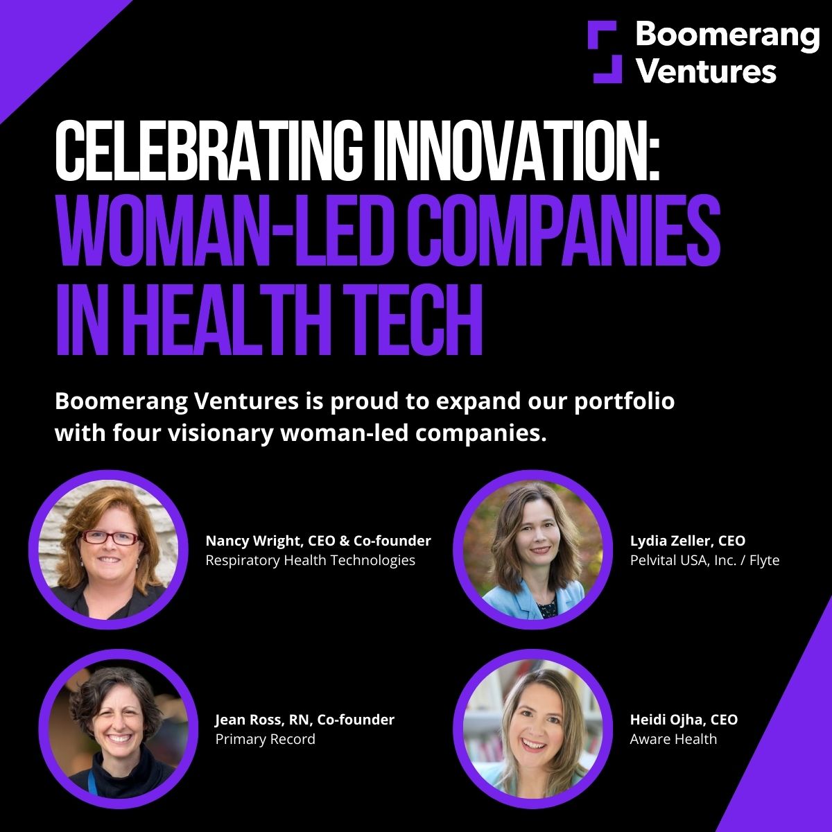 Boomerang Ventures Expands Portfolio with Woman-Led, Connected Health Technology Companies