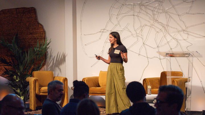 woman speaking at event