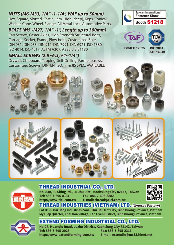 Taiwan International Fastener Show THREAD INDUSTRIAL CO., LTD.