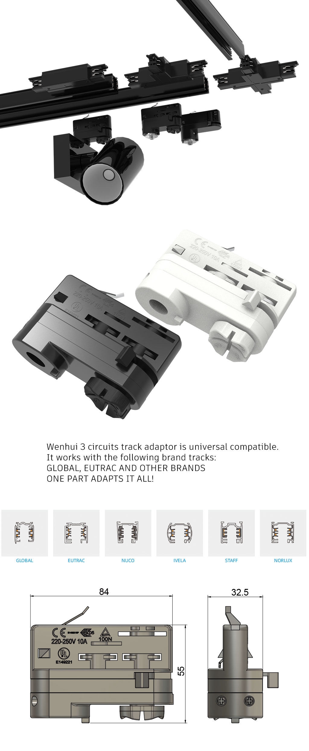 4 Wire 3 Circuits Track Adaptor