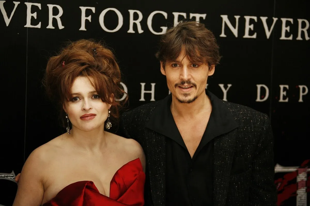  Actress Helena Bonham Carter and actor Johnny Depp attends the European Premiere of 'Sweeney Todd'