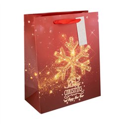 Luksus Jule- & Nytårsgavepose i Rød og guld 42x32x11,5 cm – Perfekt til gaver