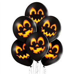 50 stk. Halloween Græskar Latexballoner Latexballoner Sort- Orange Græskar ansigt –