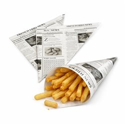 200 stk. Pommes frites-kræmmerhus i avisdesign – til fish and chips