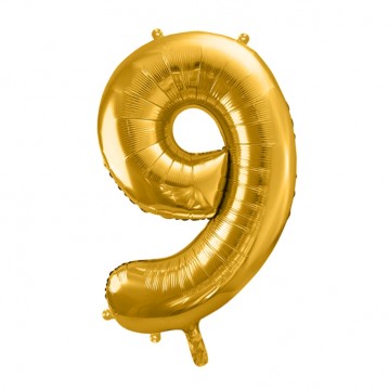 Guld 9 tal ballon - ca 35 cm