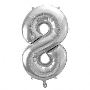 Sølv 8 tal ballon - ca 35 cm
