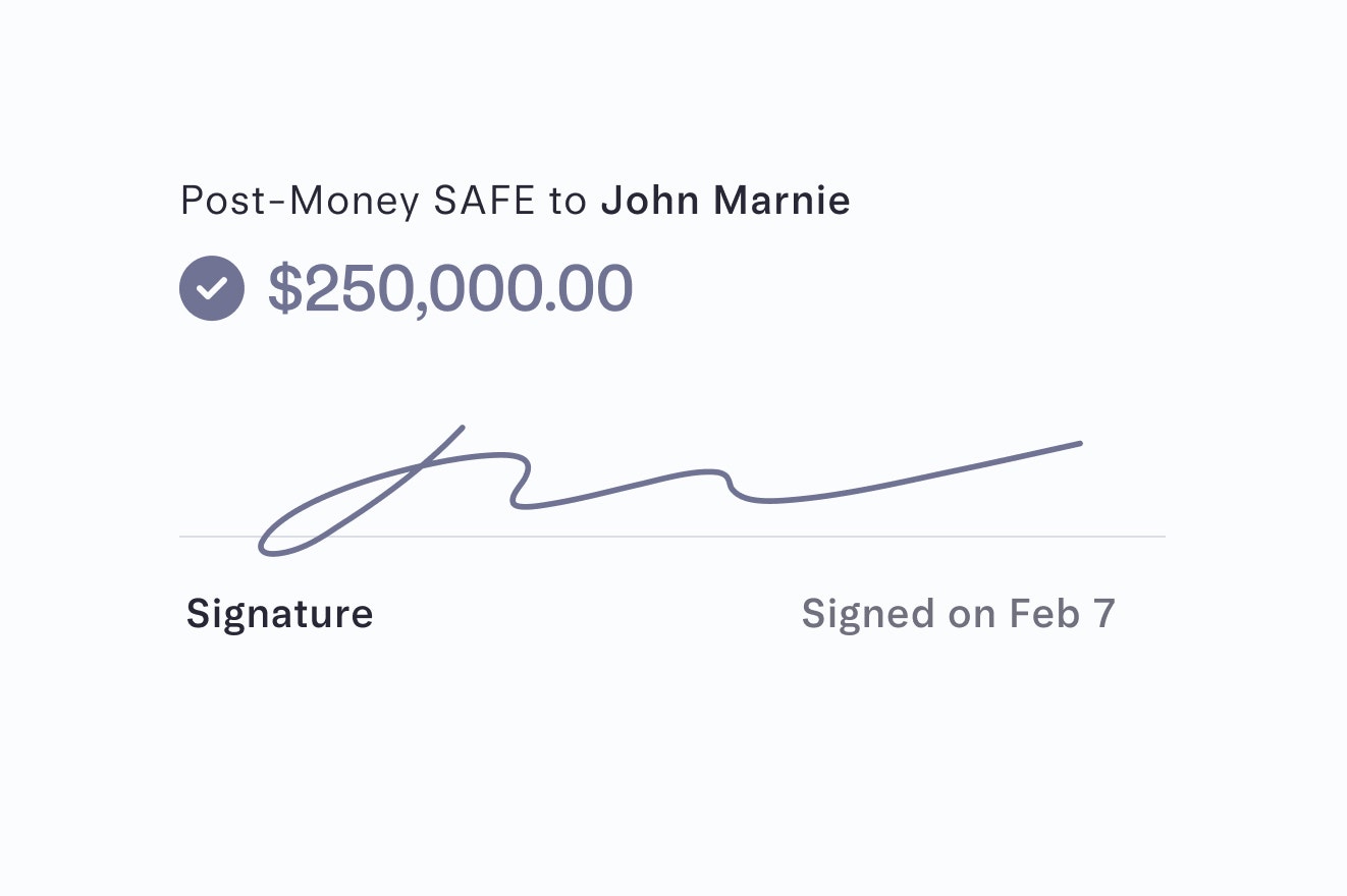 Image showing a signature on a SAFE