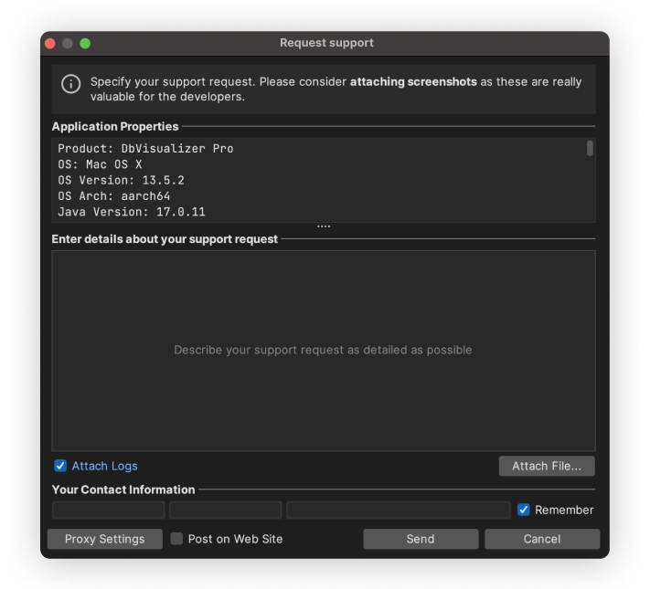 DbVisualizer in app support.