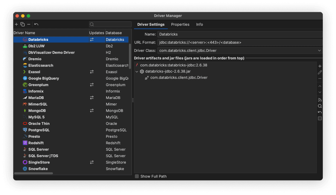 Databricks driver manager