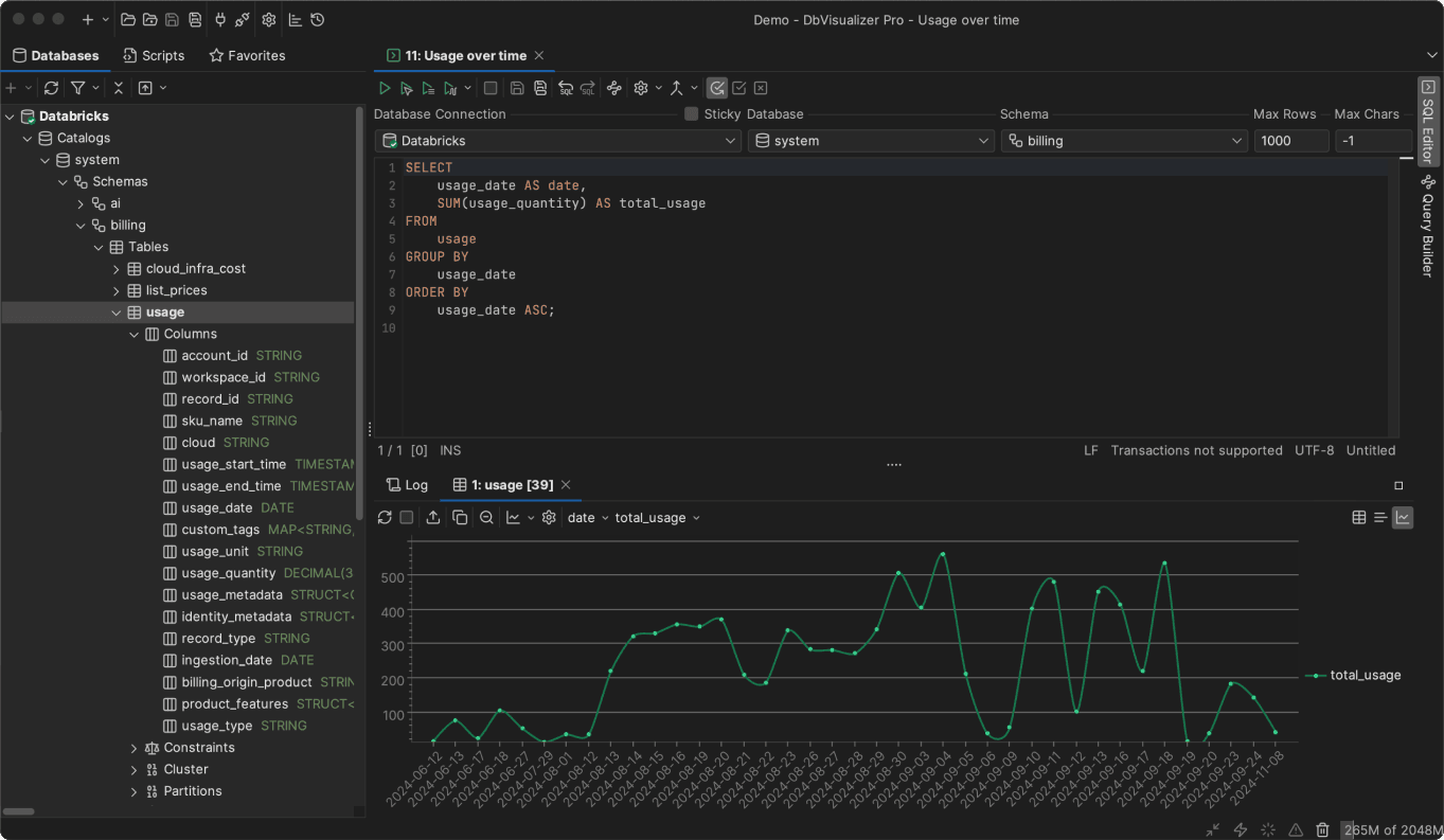 Databricks editor