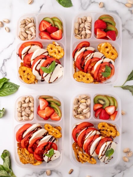 Caprese Easy Lunchbox Idea in 4 lunchboxes
