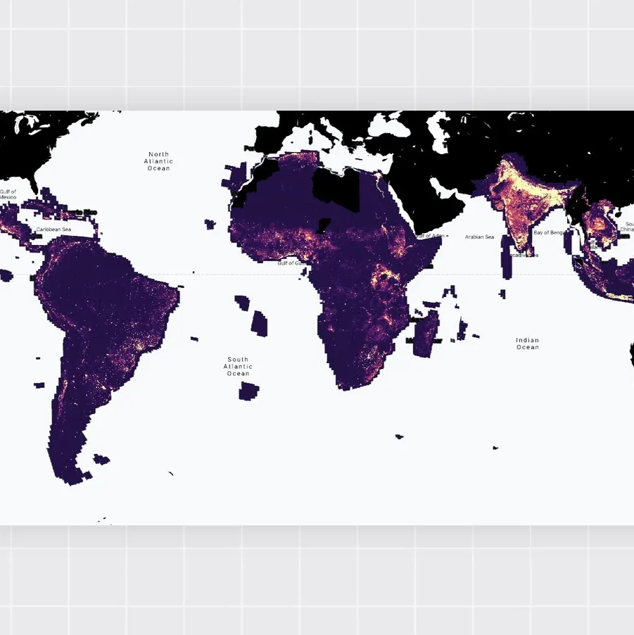 A graphic of a heatmap of the world