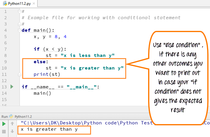 Python if-else condition example