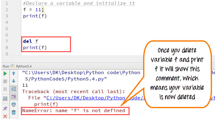 Delete a variable