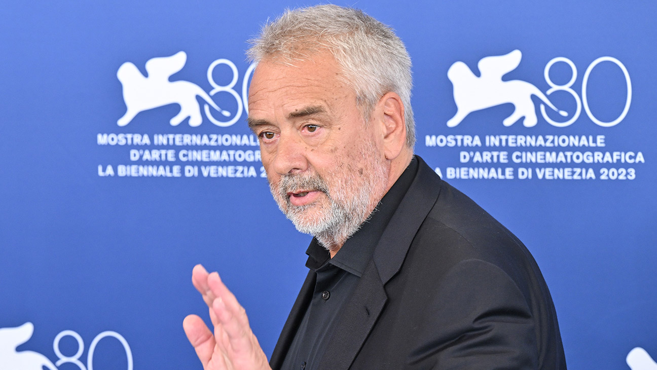 Luc Besson attends a photocall for the movie "Dogman" at the 80th Venice International Film Festival on August 31, 2023 in Venice, Italy.