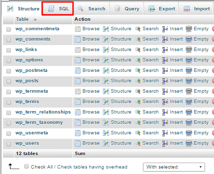 sql phpmyadmin