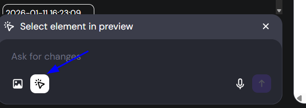 Select element in preview dialog with the sparkles button highlighted