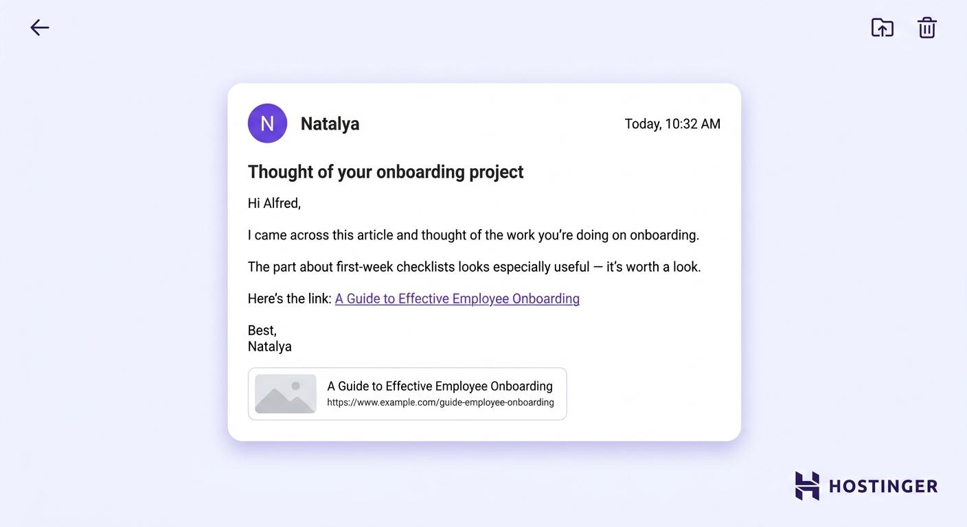 Casual business email example: resource-sharing email