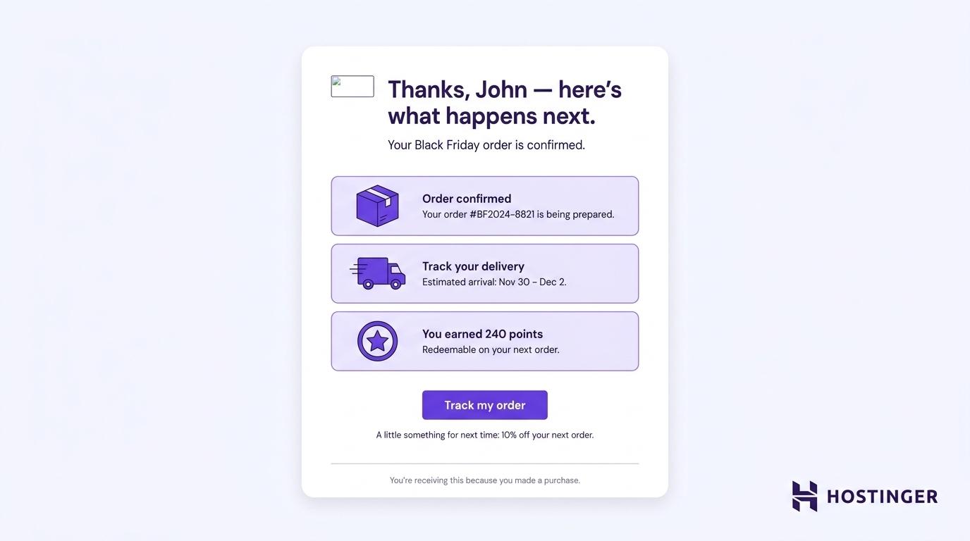 Black Friday post-sale thank-you email