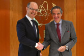 Rafael Mariano Grossi, IAEA Director-General, met with Ambassador Gregor Kössler, Head of the Political Department, Ministry of Foreign Affairs, during his official visit to the Agency headquarters in Vienna, Austria. 20 January 2025.