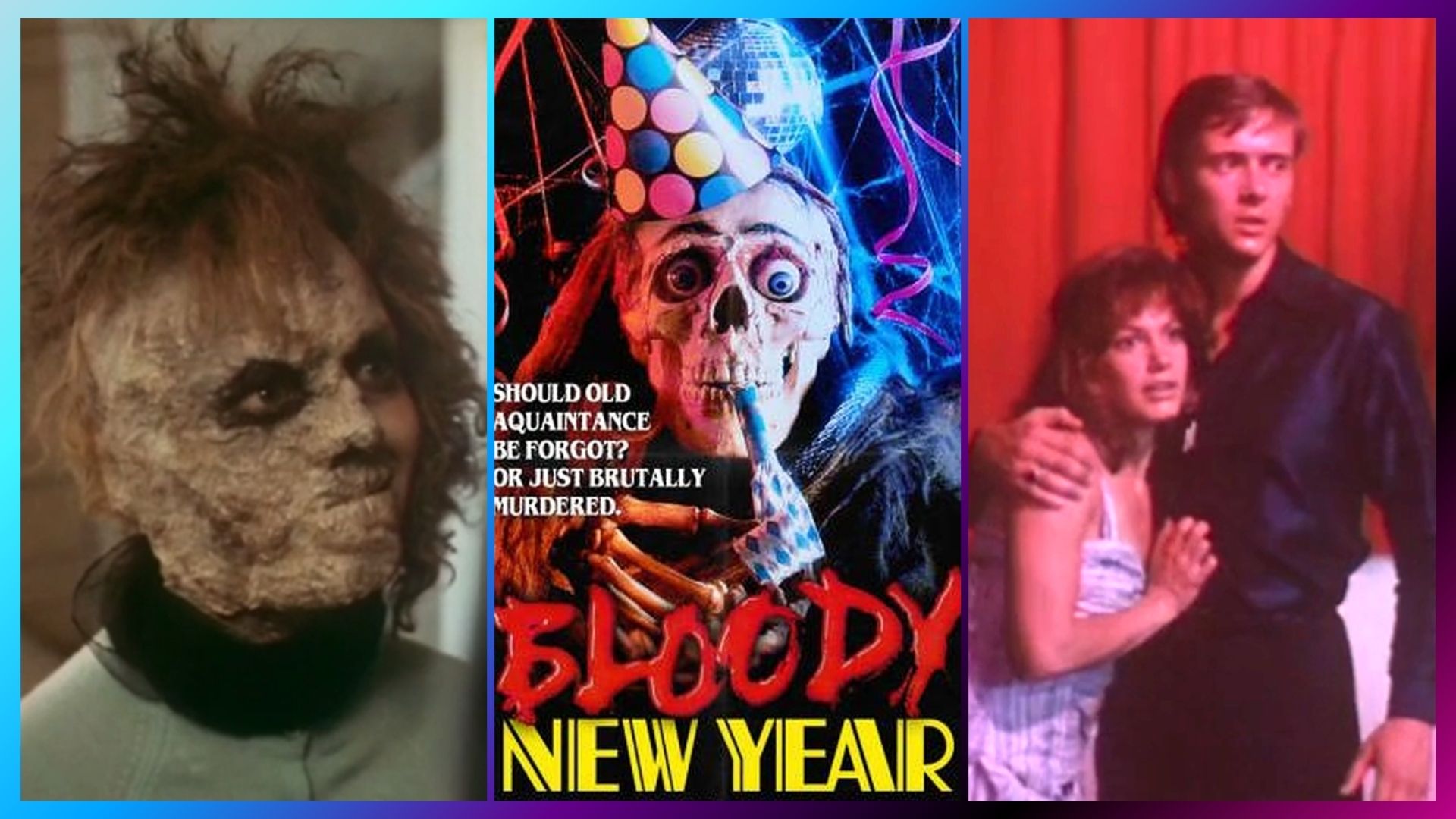 Scenes and the poster from 'Bloody New Year' (1987)