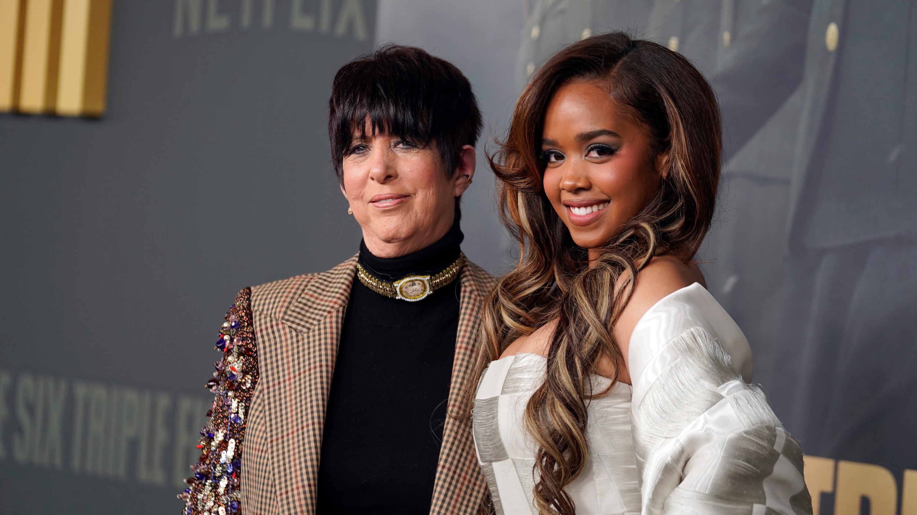 Diane Warren and H.E.R. attend the world premiere of Netflix's 'The Six Triple Eight'.