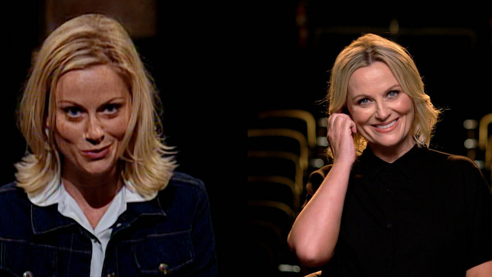 Amy Poehler watching herself in 'SNL50: Beyond Saturday Night,' the documentary series that includes cast auditions, a week in the writers' room, and more