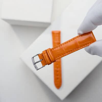 jean rousseau watch strap alligator orange