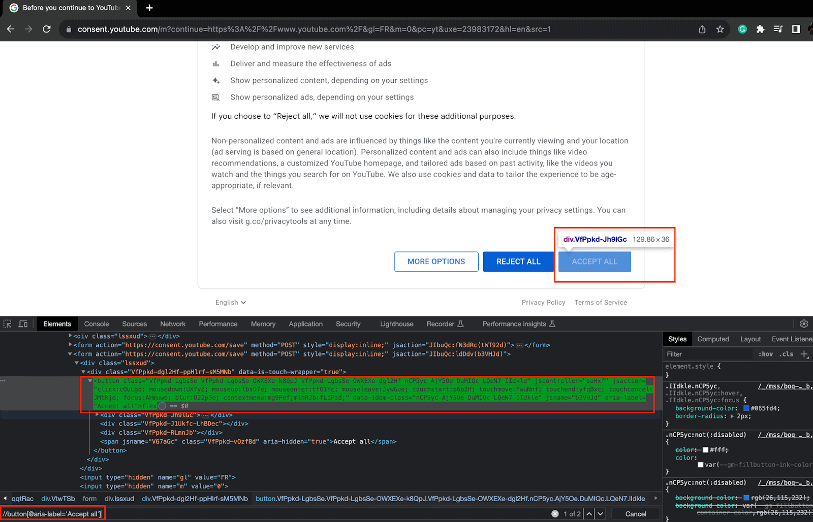  “ACCEPT ALL” button XPath