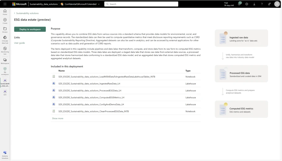 ESG data estate (preview) screenshot.