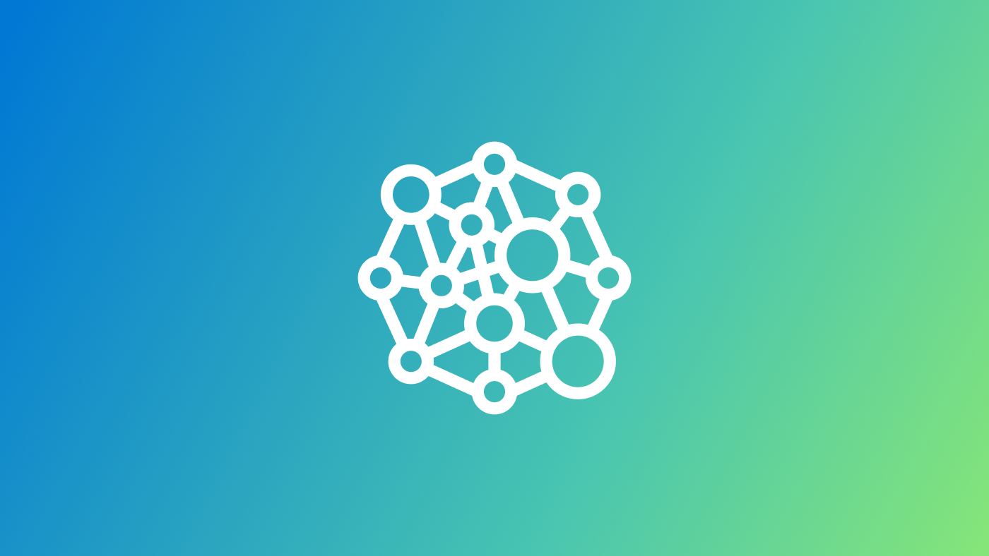 GraphRAG blog hero - cluster of small circular nodes on a blue/green gradient background