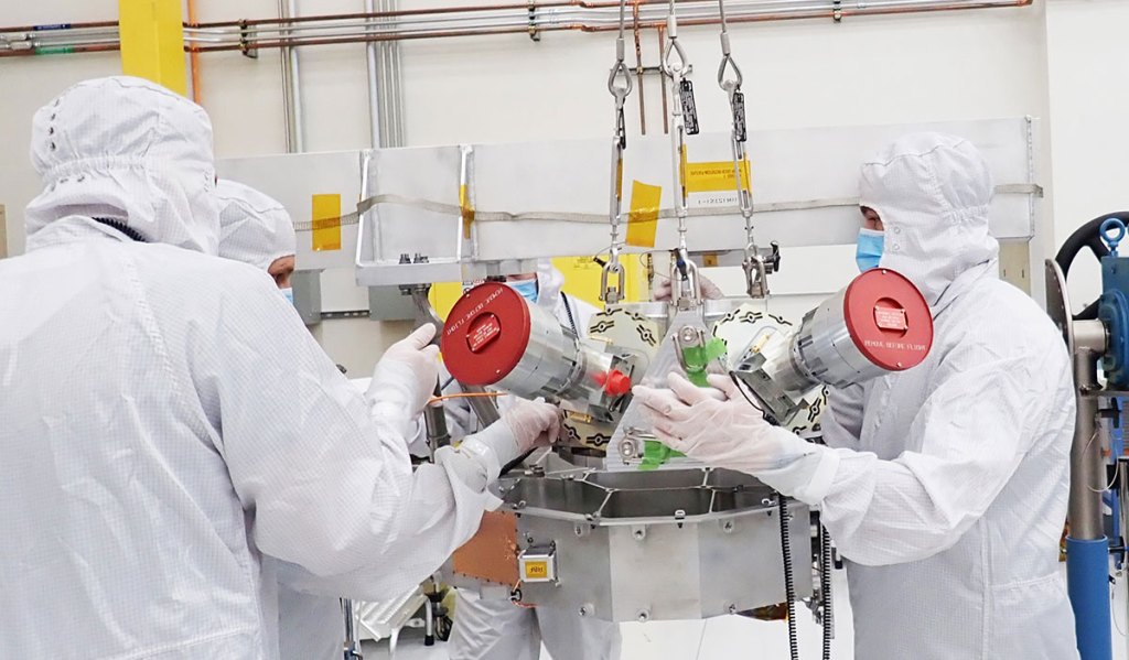 Technicians working on the Star Tracker