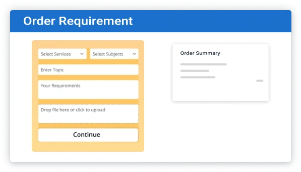 Student filling out an online form to share assignment details including topic, deadline, and academic level.