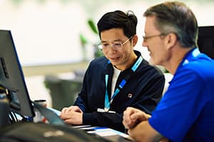 Man looking at the laptop screen