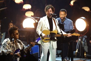 LOS ANGELES, CALIFORNIA - FEBRUARY 02: (FOR EDITORIAL USE ONLY) (L-R) Brittany Howard, Taylor Goldsmith and John Legend perform onstage during the 67th GRAMMY Awards at Crypto.com Arena on February 02, 2025 in Los Angeles, California. (Photo by JC Olivera/WireImage)