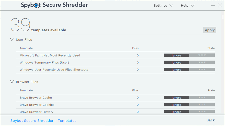 Screenshot of software.